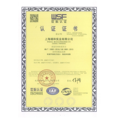 World Standard Certification Certificate